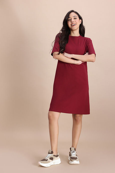 Zivame 2 Mile Fashion Knit Cotton Loungewear Dress - Deep Claret — image 2